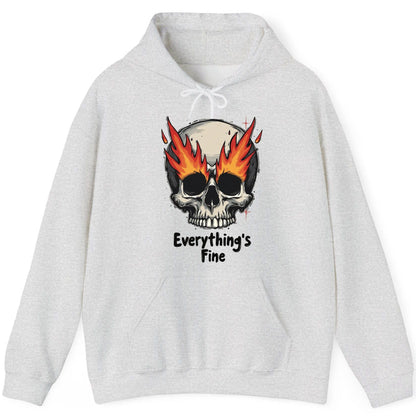 Everything's Fine flaming skull Hoodie Ash product mockup