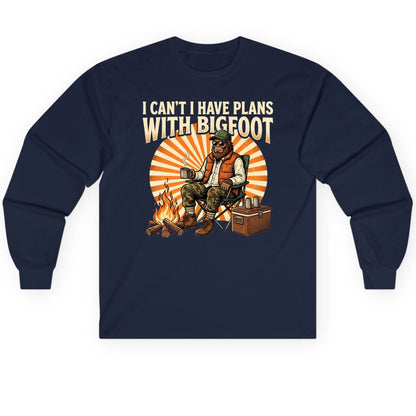 I Can't I Have Plans with Bigfoot bigfoot Long Sleeve Tee Navy product mockup