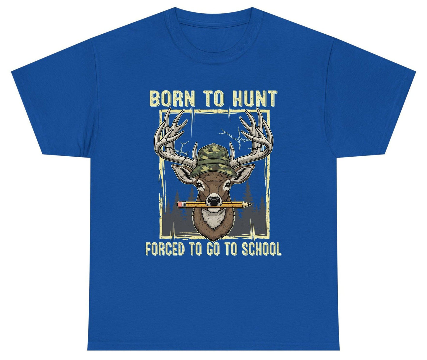 Born to Hunt Forced to Go to School hunting Youth T-Shirt Royal product mockup