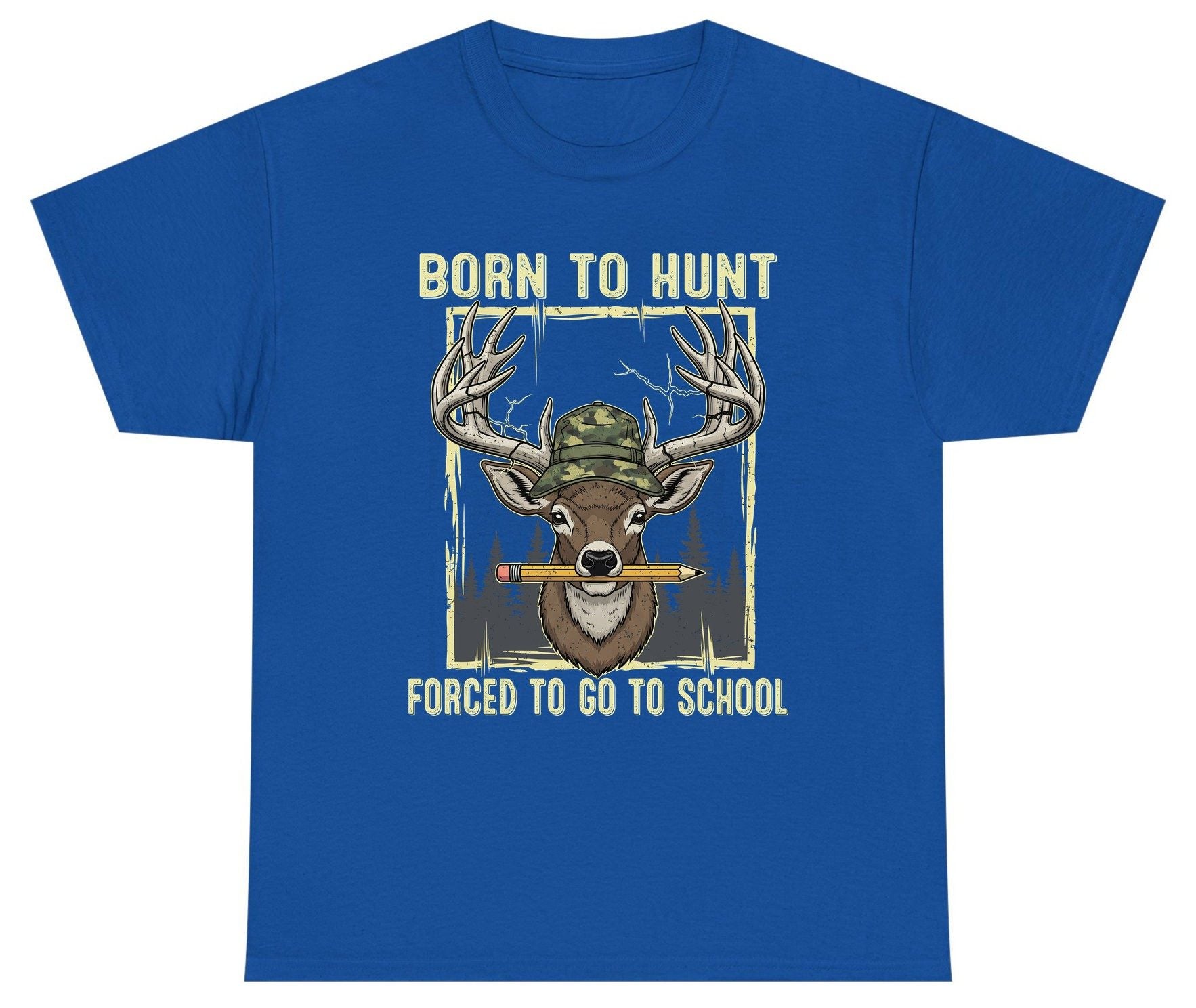 Born to Hunt Forced to Go to School hunting Youth T-Shirt Royal product mockup