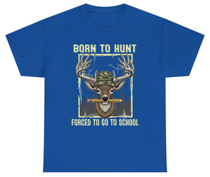 Born to Hunt Forced to Go to School hunting Youth T-Shirt Royal product mockup
