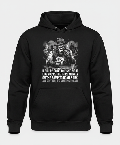 Third Monkey on Noah's Ark Gorilla Poker Player Hoodie - Black