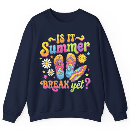 Is It Summer Break Yet Retro Vacation Sweatshirt - product mockup - Navy