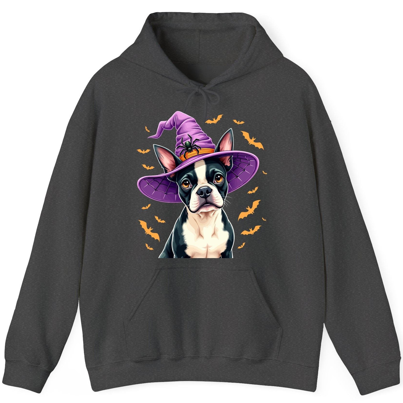 Halloween Boston Terrier Witch boston terrier Hoodie Dark Heather product mockup