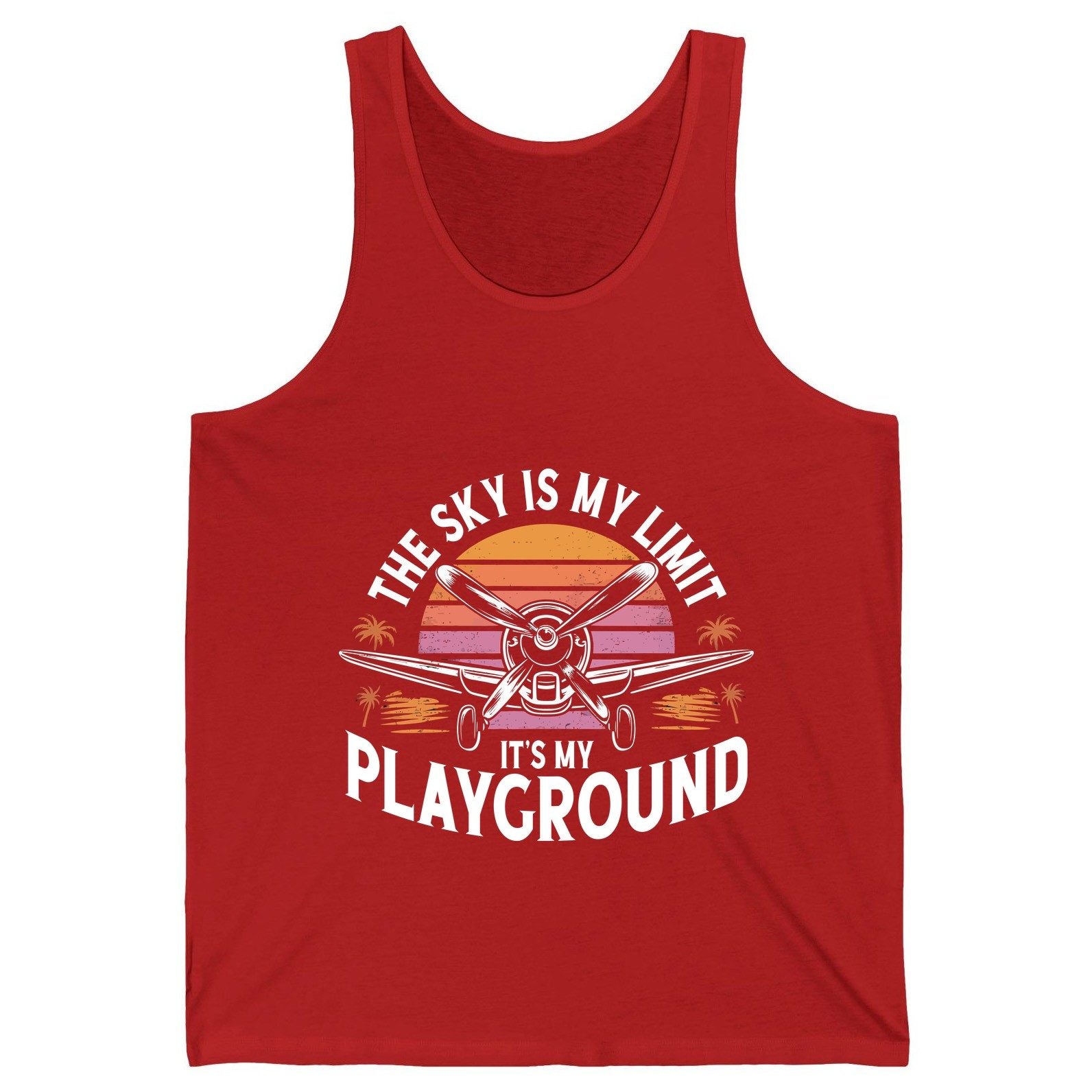 The Sky Is My Limit It's My Playground aviation Tank Top Red product mockup
