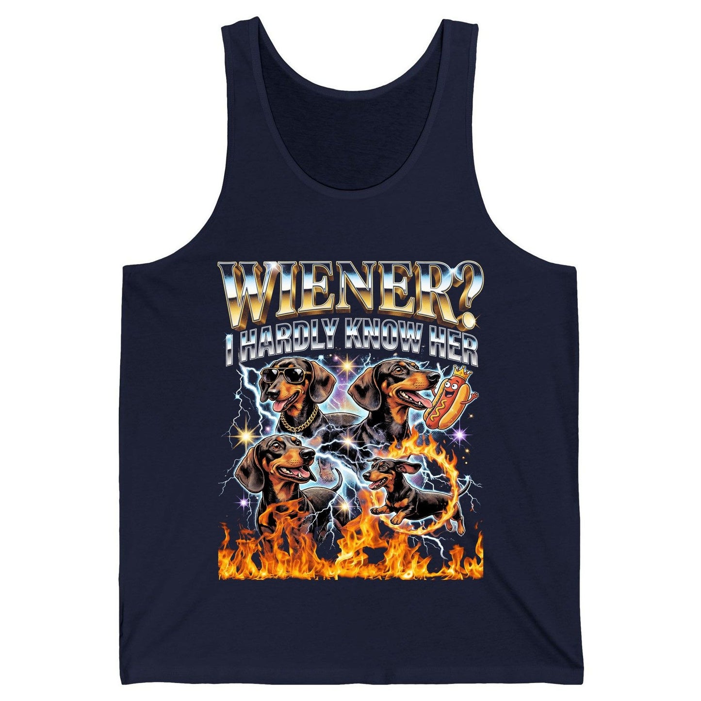 Wiener I Hardly Know Her dachshund Tank Top Navy product mockup