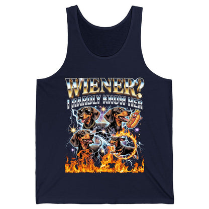 Wiener I Hardly Know Her dachshund Tank Top Navy product mockup