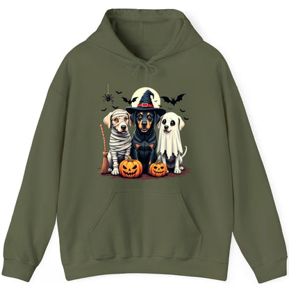 Halloween Dogs in Costumes dogs in Halloween costumes Hoodie Military Green product mockup