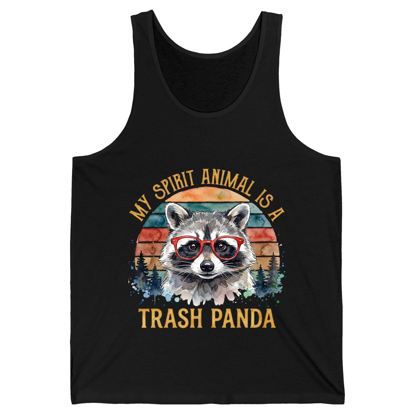 My Spirit Animal Is a Trash Panda raccoon Tank Top Black product mockup