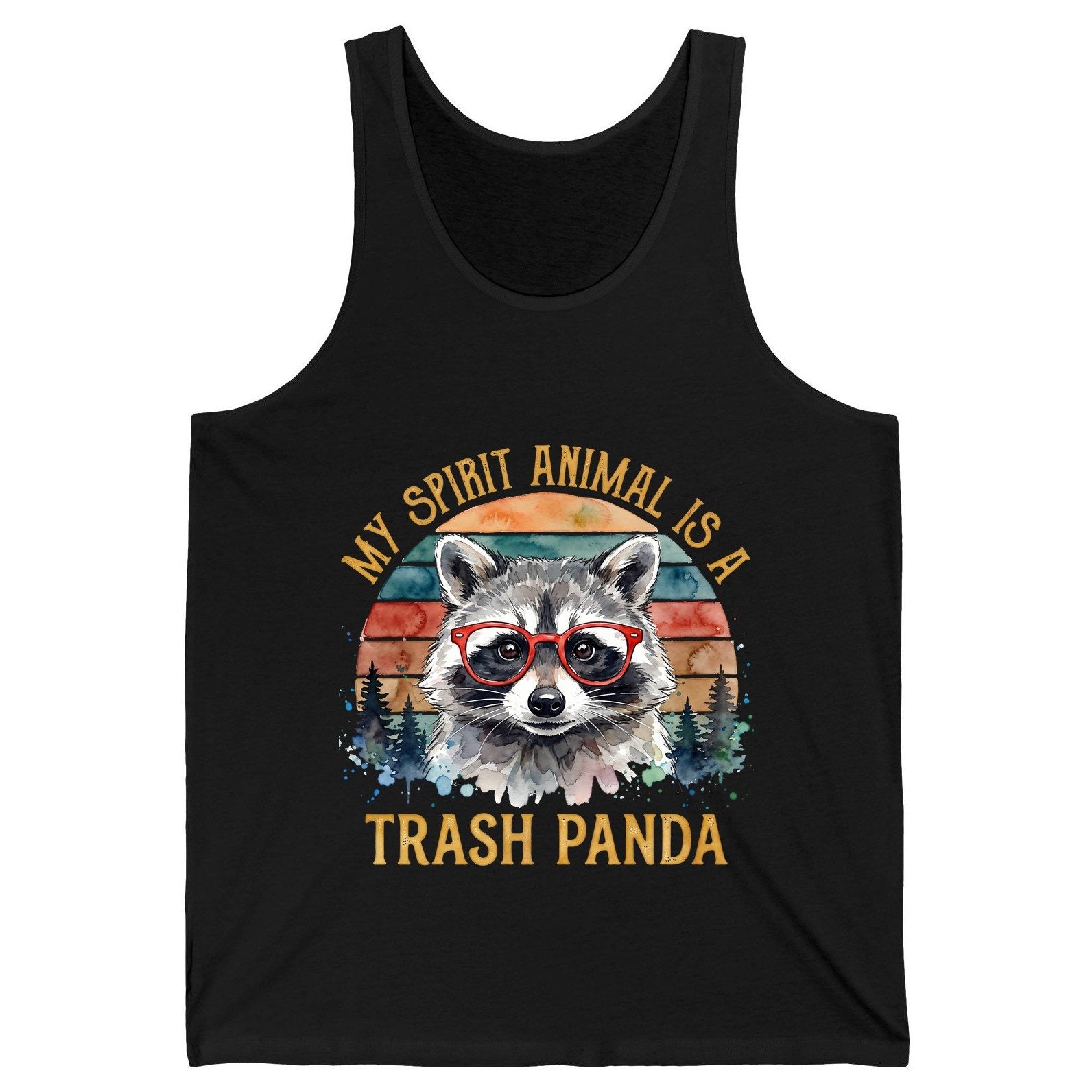 My Spirit Animal Is a Trash Panda raccoon Tank Top Black product mockup