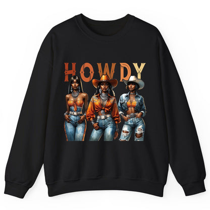 Howdy black cowgirls Sweatshirt Black product mockup