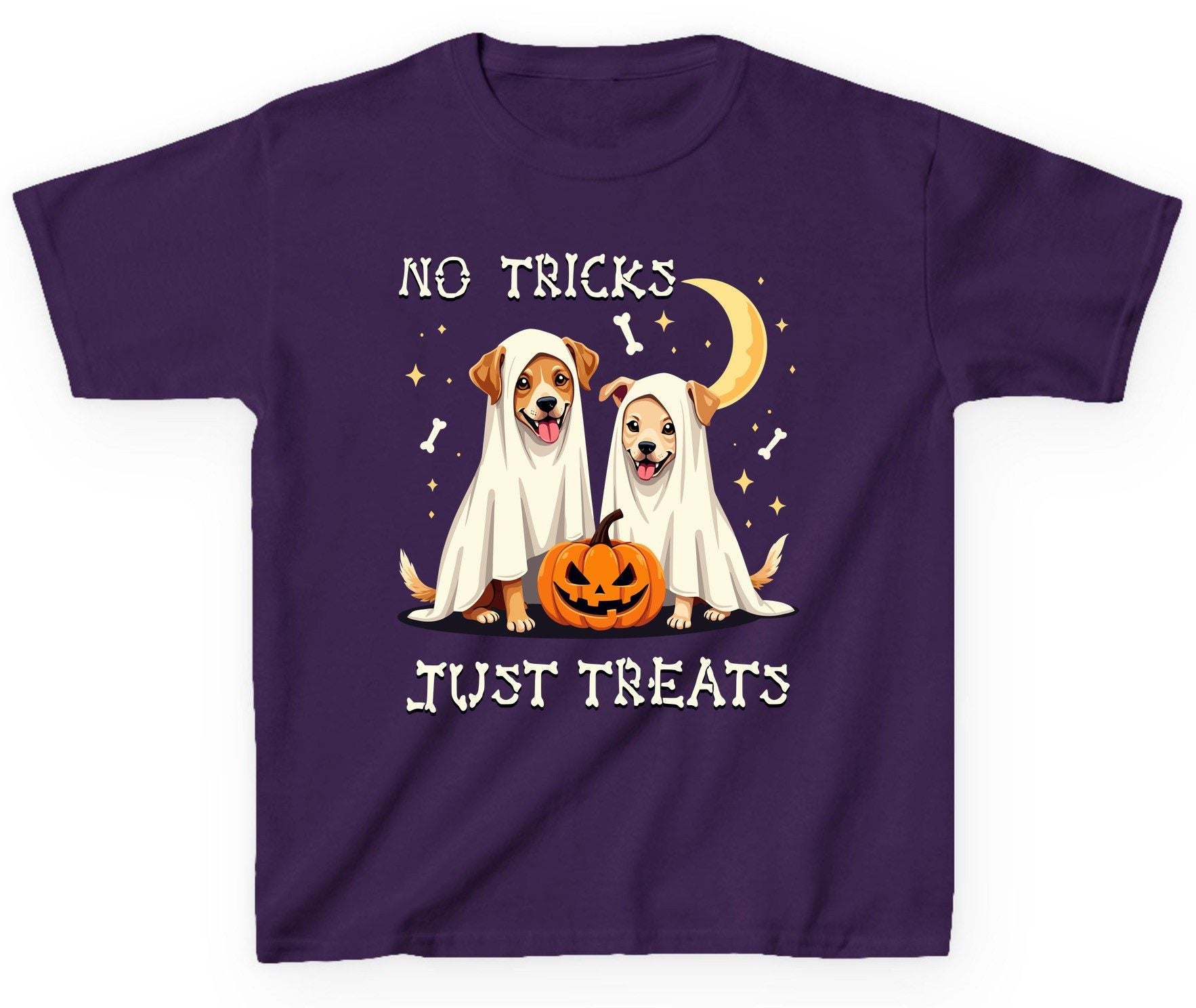No Tricks Just Treats Halloween dogs Youth T-Shirt Purple product mockup