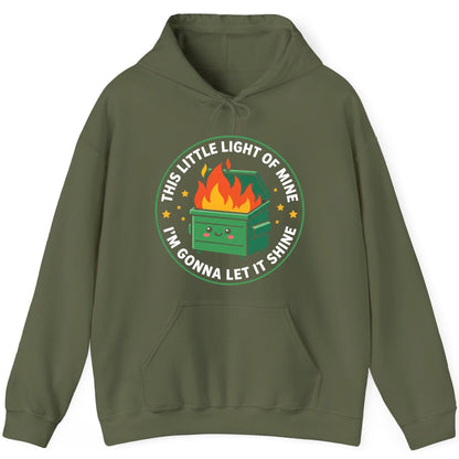This little light of mine I'm gonna let it shine Dumpster Fire Hoodie Military Green product mockup