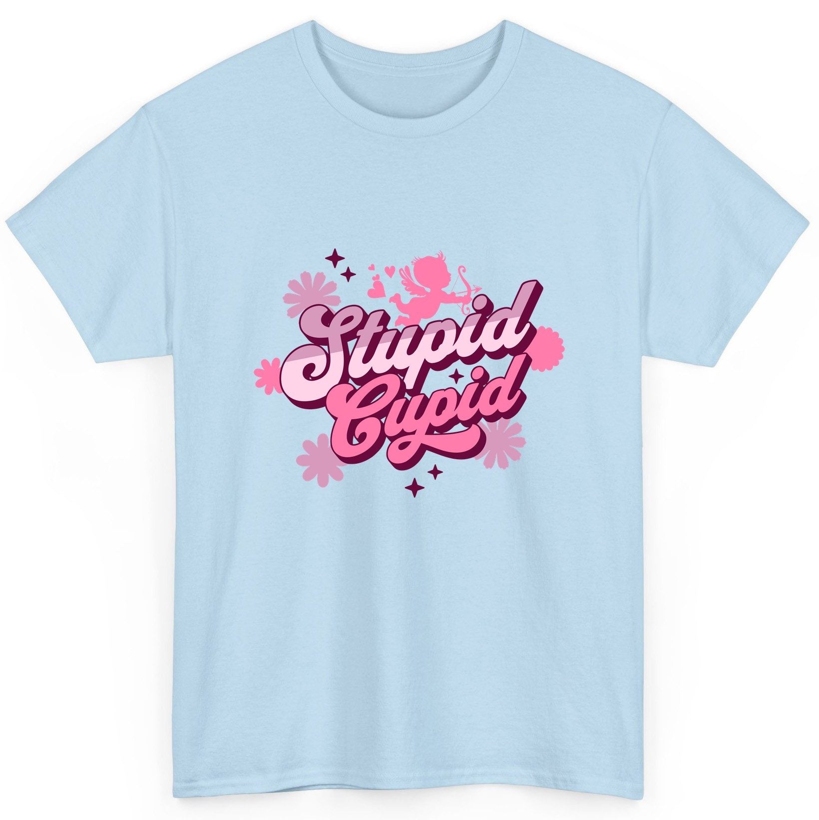 Stupid Cupid anti-Valentine's Day T-Shirt Light Blue product mockup