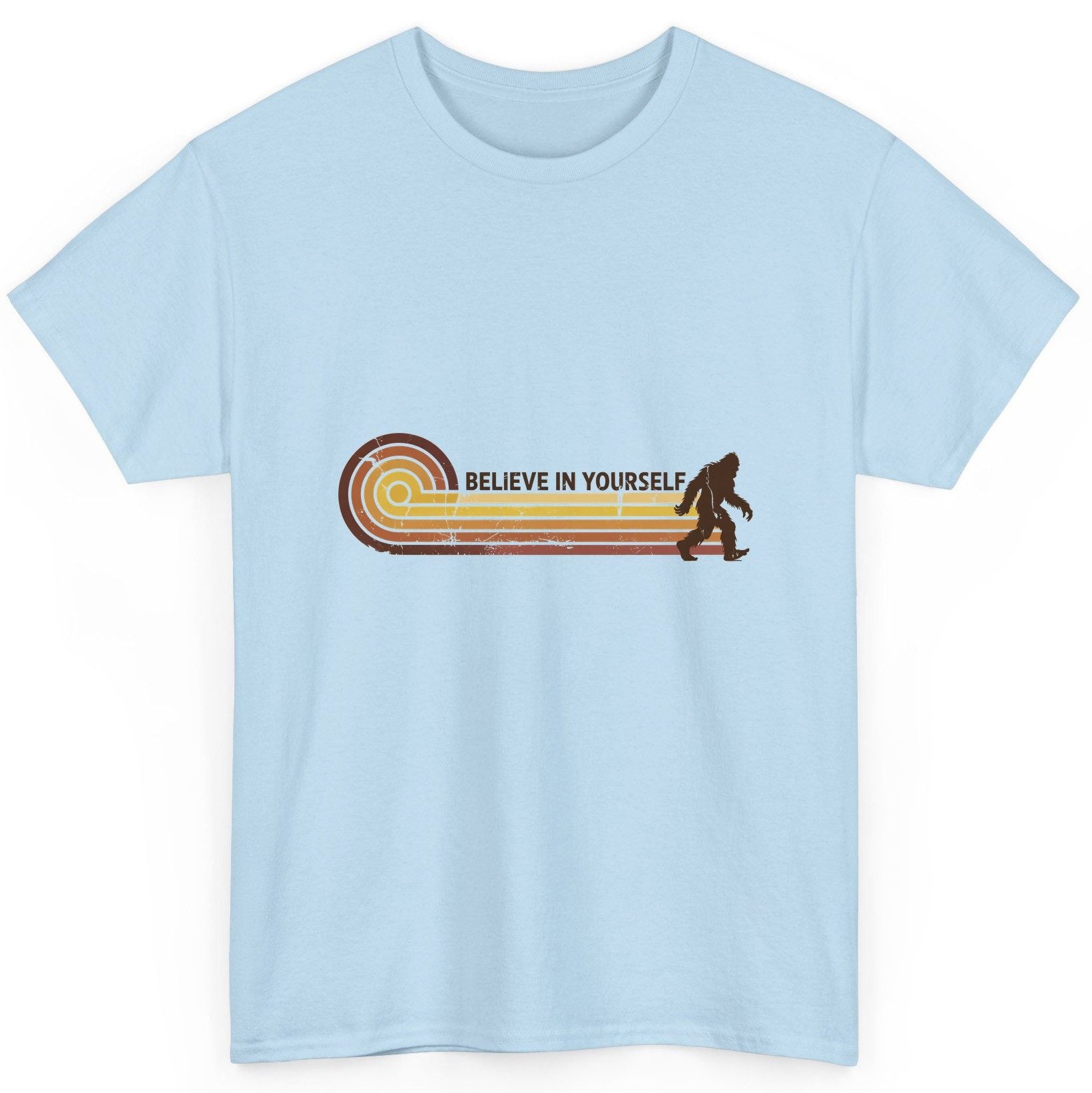 Believe in Yourself bigfoot T-Shirt Light Blue product mockup