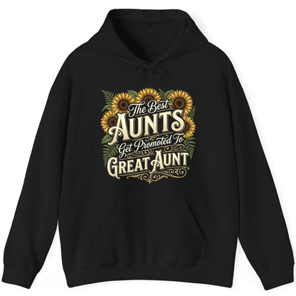 The Best AUNTS Get Promoted to GREAT AUNT Retro Hoodie - product mockup - Black