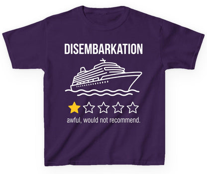 Disembarkation Awful, Would Not Recommend cruise ship humor Youth T-Shirt Purple product mockup