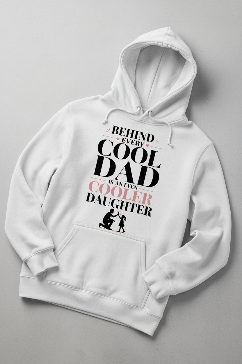 Behind Every Cool Dad Is An Even Cooler Daughter Hoodie - White