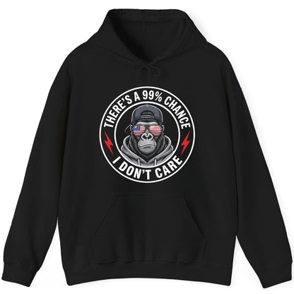 There's a 99% Chance I Don't Care sarcastic gorilla Hoodie Black product mockup
