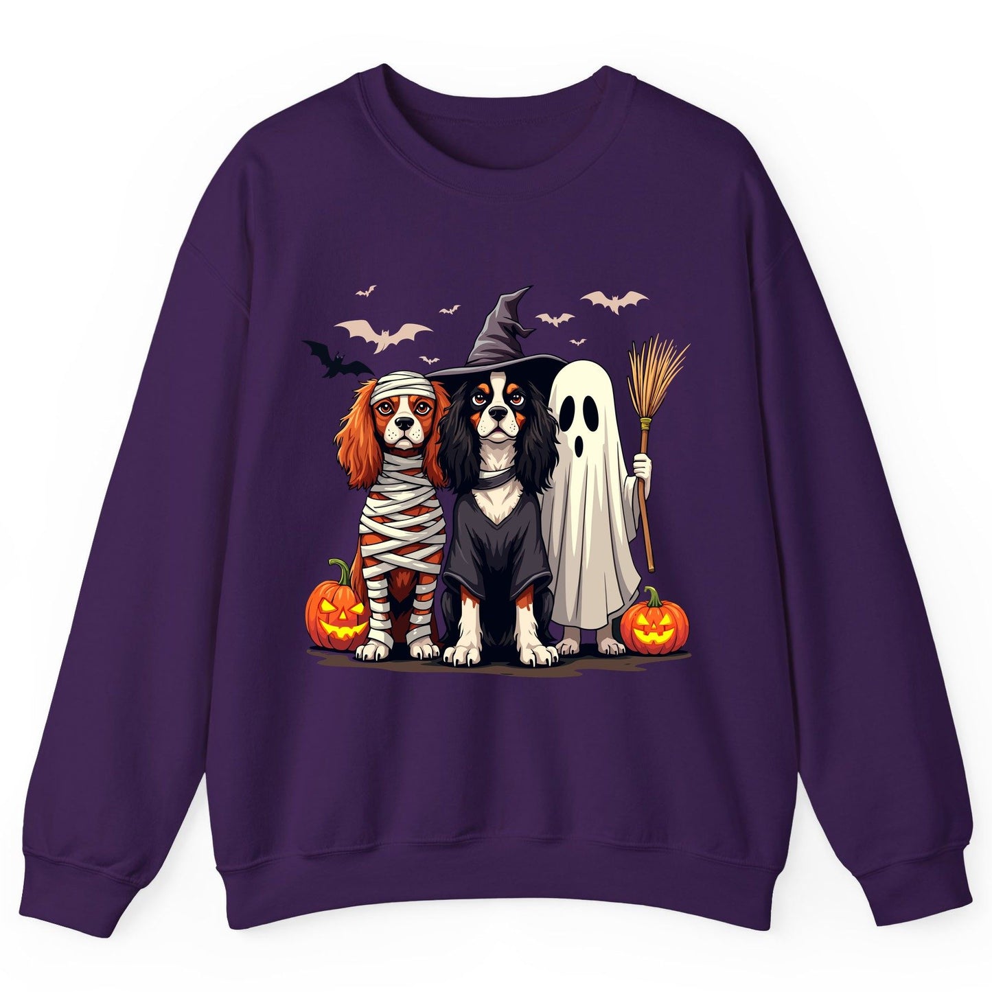 Cavalier Spaniel Halloween Dogs cavalier king charles spaniel Sweatshirt Purple product mockup