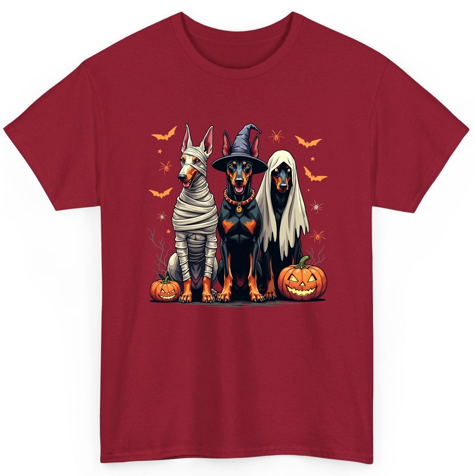 Halloween Doberman Trio doberman pinscher T-Shirt Cardinal Red product mockup