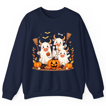 Cute Ghost Cows Halloween cows Sweatshirt Navy product mockup