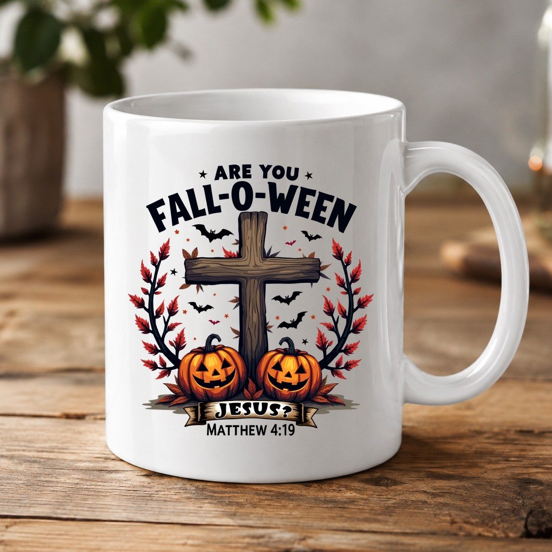 Are You Fall-O-Ween Jesus? christian Halloween White Mug White product mockup