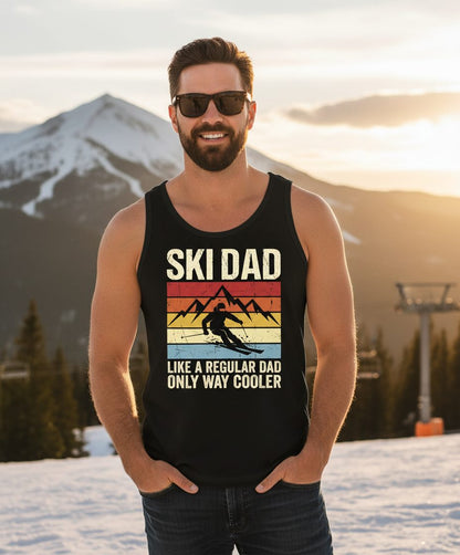 Ski Dad Like a Regular Dad Only Way Cooler skiing Tank Top Black lifestyle mockup