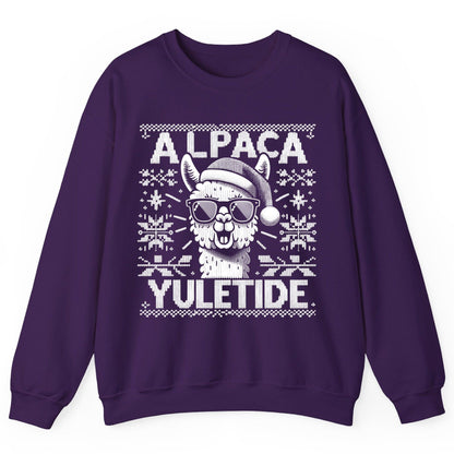 ALPACA Yuletide Funny Lovers Sweatshirt - product mockup - Purple