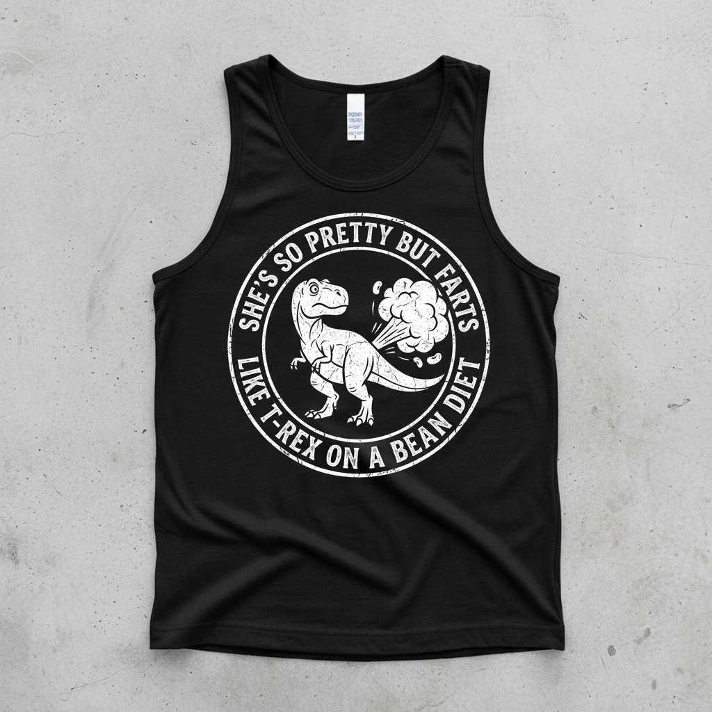 Funny Dinosaur Fart Joke She's So Pretty But Farts Tank Top - Black