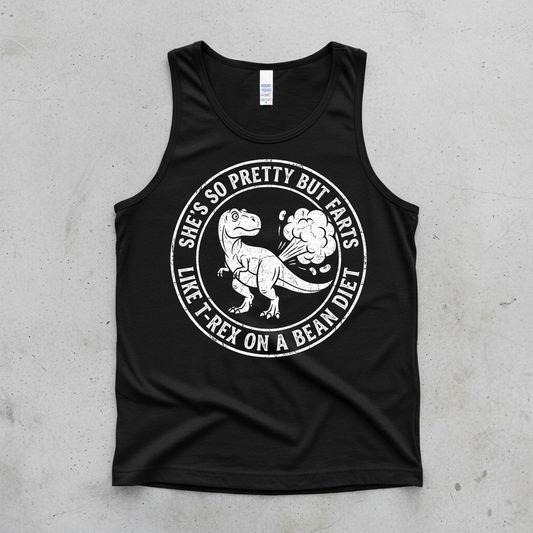 Funny Dinosaur Fart Joke She's So Pretty But Farts Tank Top - Black