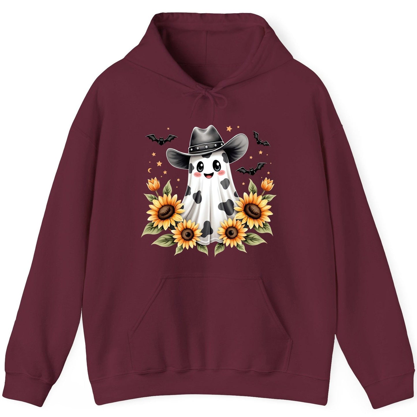 Cowboy Ghost Sunflowers cowboy ghost Hoodie Maroon product mockup
