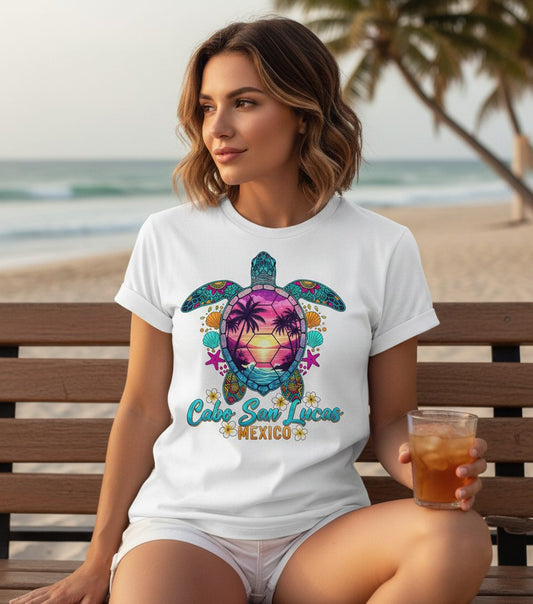 Cabo San Lucas Mexico sea turtle T-Shirt White lifestyle mockup