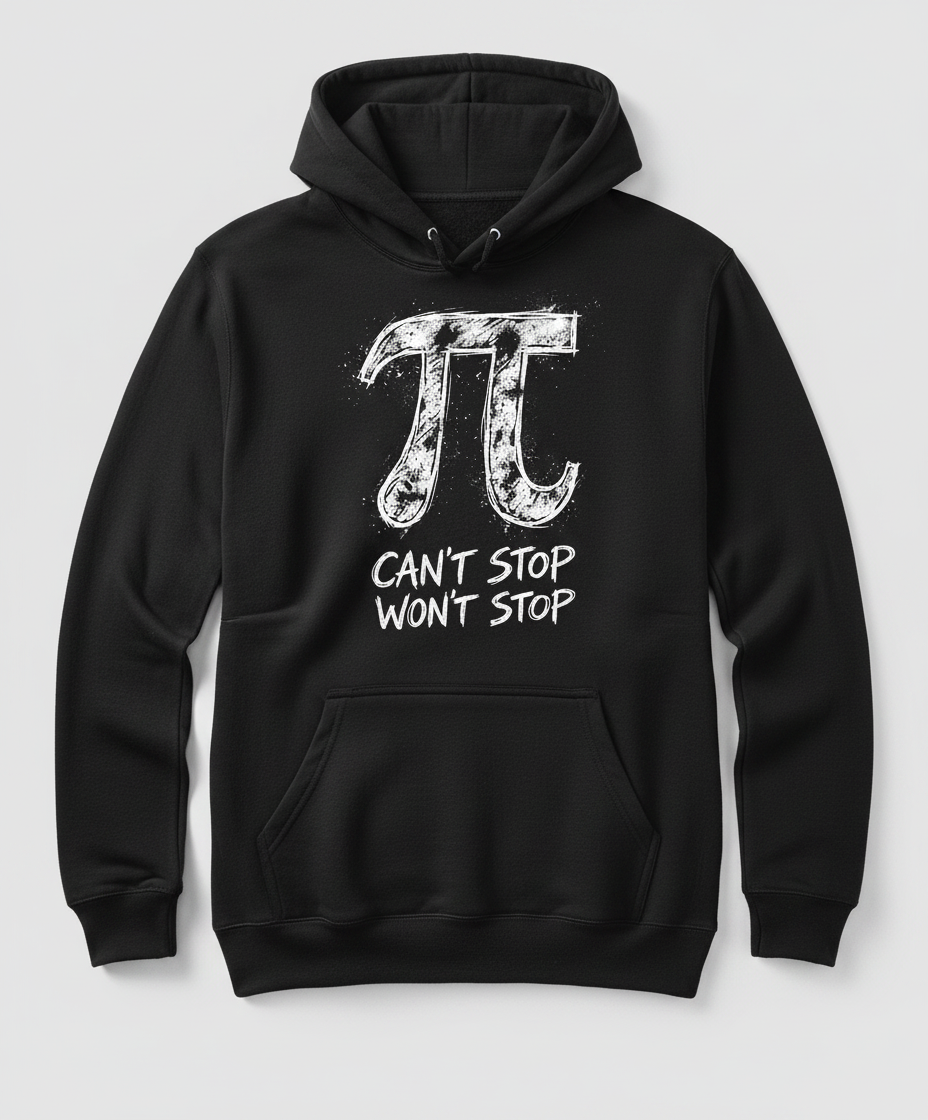 Pi Can't Stop Won't Stop Math Pun Hoodie - Black