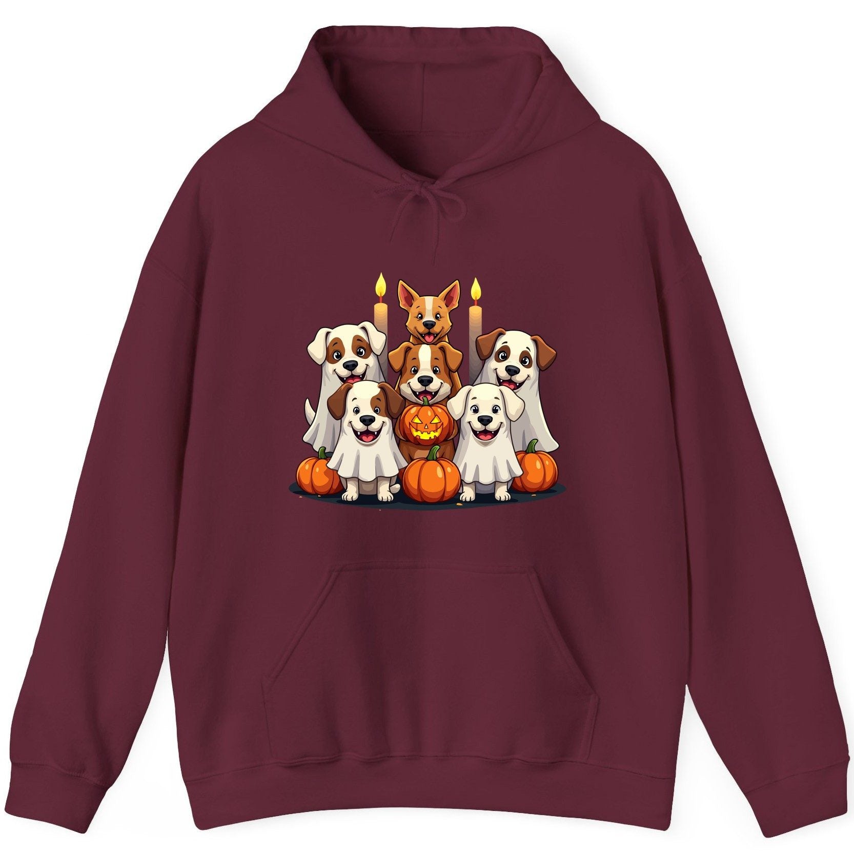 Cute Ghost Dogs Halloween Halloween dogs Hoodie Maroon product mockup