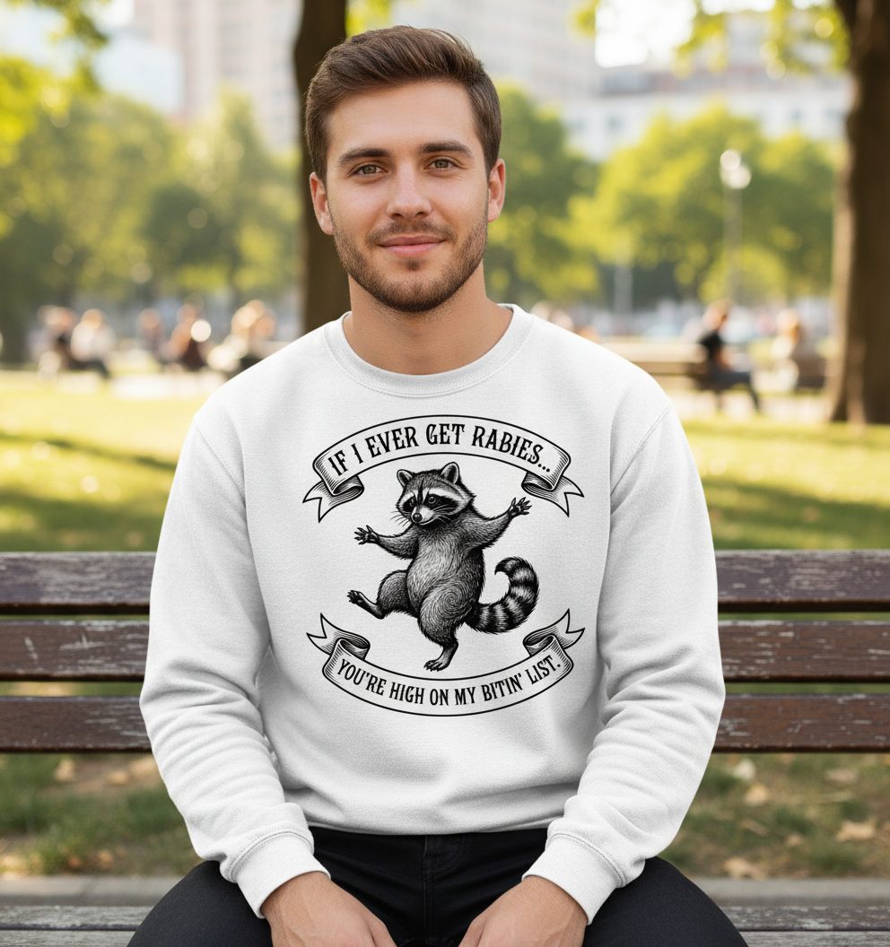 Subtle Raccoon Sketch raccoon Sweatshirt White lifestyle mockup