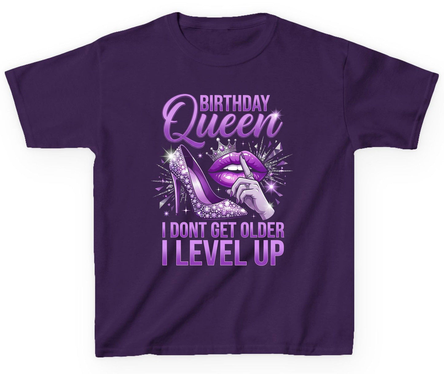 Birthday Queen I Don't Get Older I Level Up birthday celebration Youth T-Shirt Purple product mockup