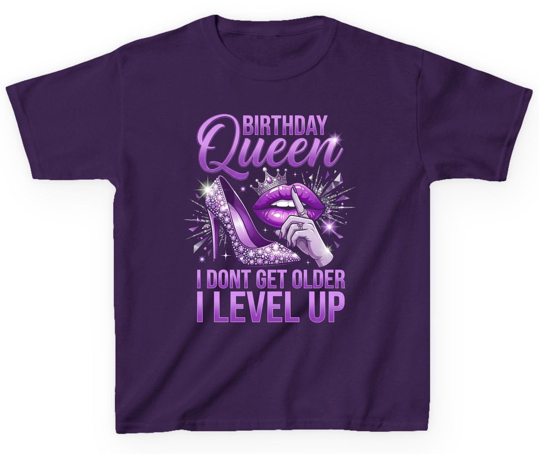 Birthday Queen I Don't Get Older I Level Up birthday celebration Youth T-Shirt Purple product mockup