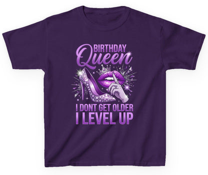 Birthday Queen I Don't Get Older I Level Up birthday celebration Youth T-Shirt Purple product mockup