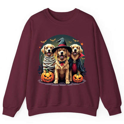 Golden Retriever Halloween Trio golden retriever Sweatshirt Maroon product mockup