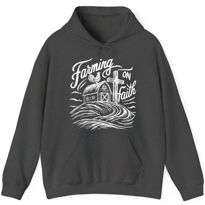 Farming on Faith christian farming Hoodie Dark Heather product mockup