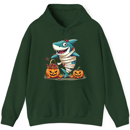 Mummy Shark Halloween shark Hoodie Forest Green product mockup