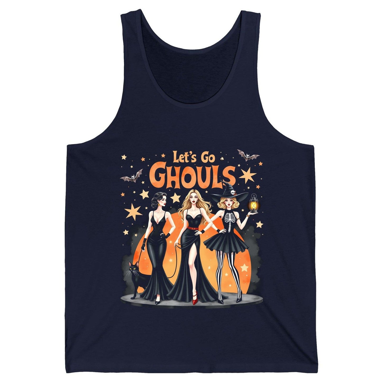 Let's Go Ghouls Halloween women Tank Top Navy product mockup