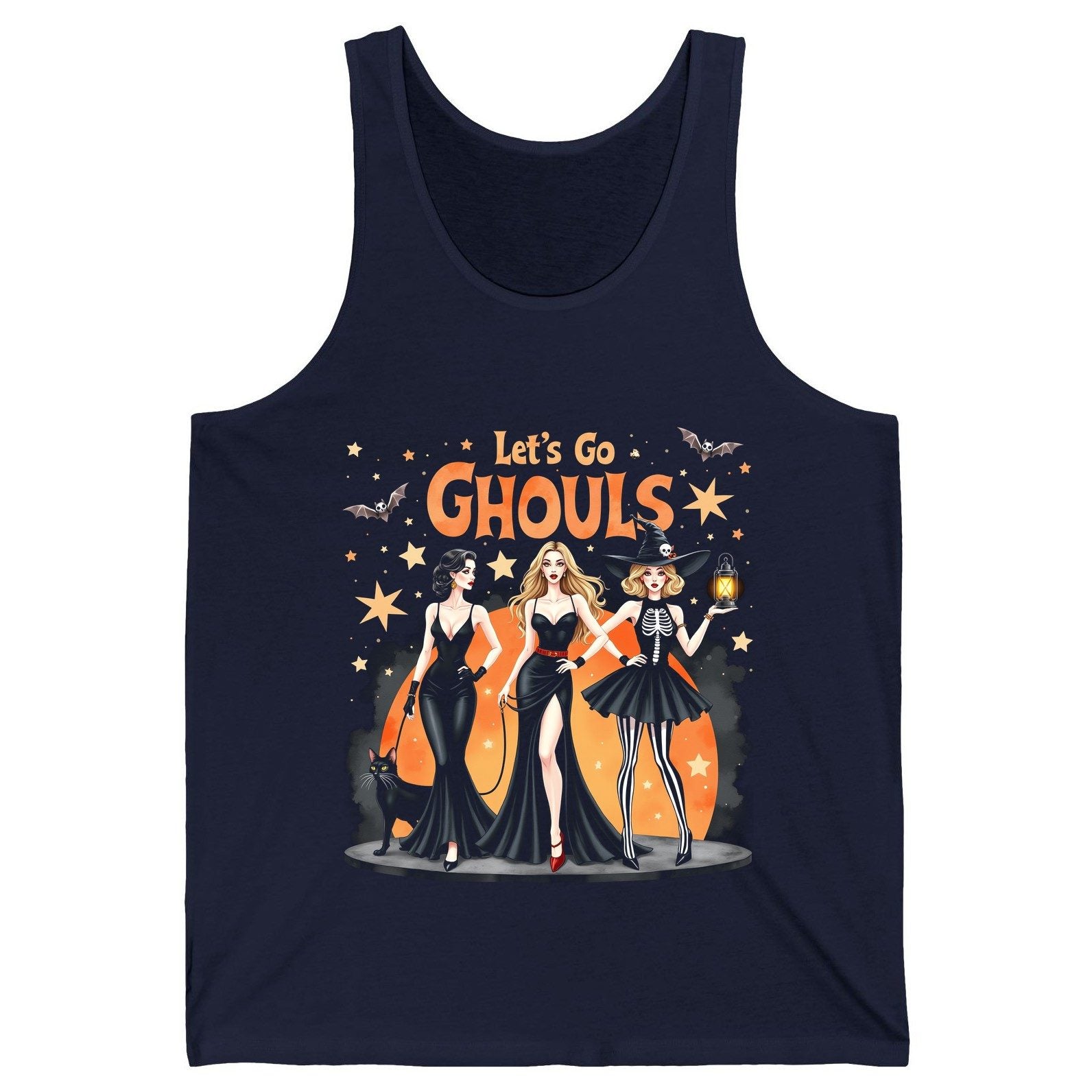 Let's Go Ghouls Halloween women Tank Top Navy product mockup