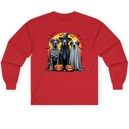 Halloween Dogs in Costumes Halloween dogs Long Sleeve Tee Red product mockup