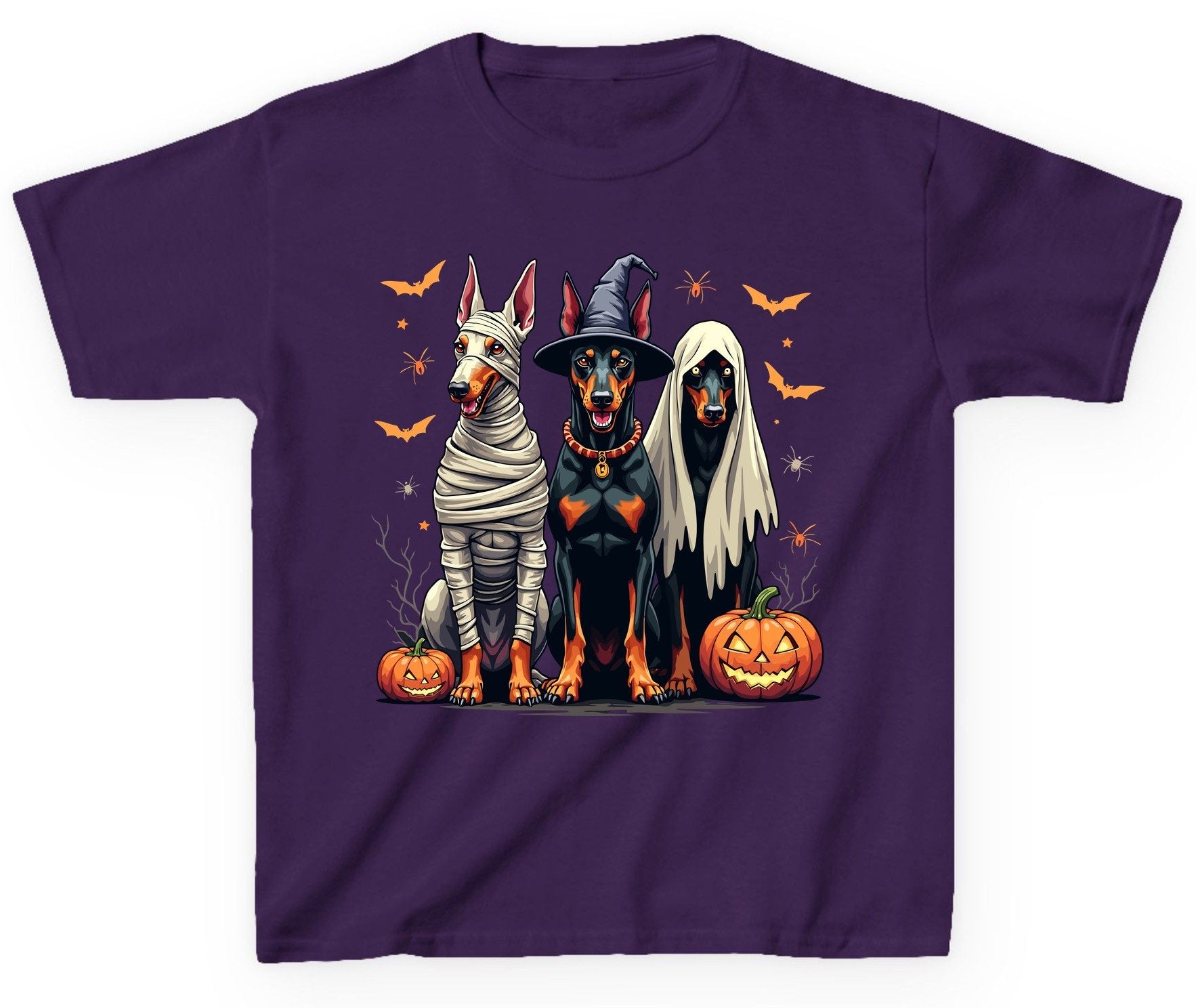 Halloween Doberman Trio doberman pinscher Youth T-Shirt Purple product mockup