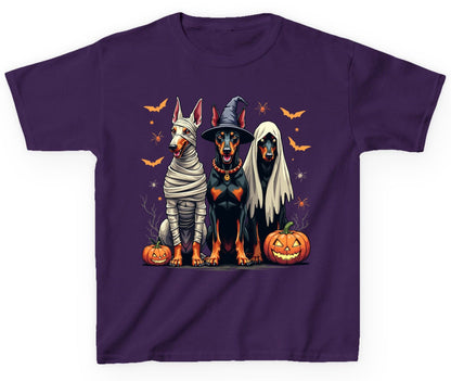 Halloween Doberman Trio doberman pinscher Youth T-Shirt Purple product mockup