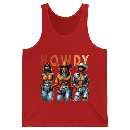 Howdy black cowgirls Tank Top Red product mockup