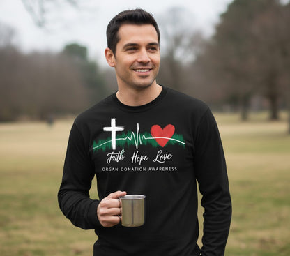 Faith Hope Love Organ Donation Awareness organ donation awareness Long Sleeve Tee Black lifestyle mockup