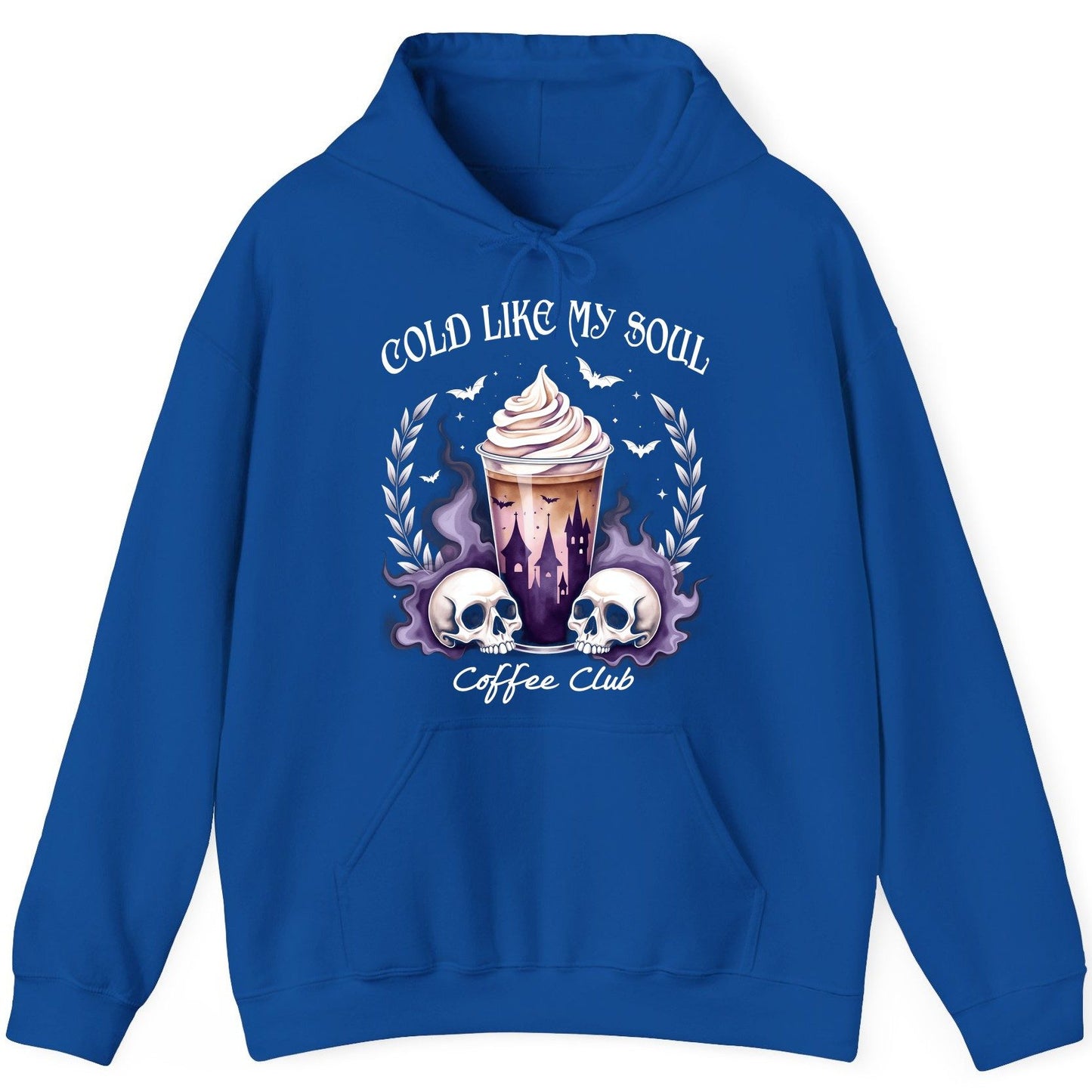 Cold Like My Soul Coffee Club gothic iced coffee Hoodie Royal product mockup